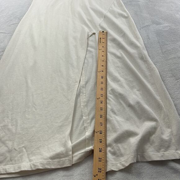 L‎ Space White M 100% Cotton Short Sleeve T Shirt Maxi Dress Slit - Picture 11 of 16